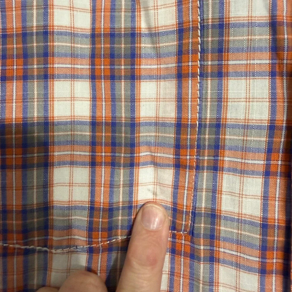 The North Face Mens XXL Plaid Short Sleeve Button Down Shirt Orange Blue White